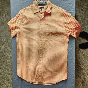 Gap Original Fit Button Up Dress Shirt, Orange & White, Size: S